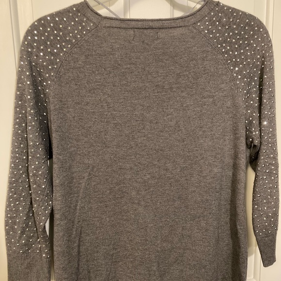 Apt 9 Womens Small Knit Gray Beaded Jeweled Shiny Sweater Top Kohls - Picture 4 of 9